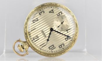 An Early 20th Century Elgin Art Deco Gold Plated Gentleman's Pocket Watch with 17 Jewel Movement,