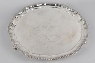 A Large Presentation Silver Salver on Three Claw and Ball Feet, Sheffield Hallmark, 1002g Approx,