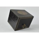 A 19th Century Ebonised Scent Bottle Box with Fitted Four Section Silk Lined Interior, Brass