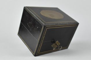 A 19th Century Ebonised Scent Bottle Box with Fitted Four Section Silk Lined Interior, Brass