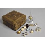 A Vintage Jewellery Box Containing a Small Quantity of Costume Jewellery to Include Pair of Sterling