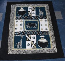 A Large African Wall Hanging with Painted Decoration, 152x188cm