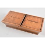 A Small Souvenir Wooden Olive Wood Box, Two Hinged Lids Inscribed Souvenir Fontainebleau, 12cms Wide