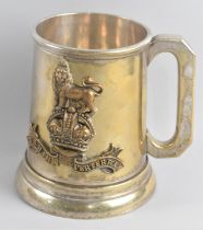 A Silver Plated Officers Mess Tankard with Royal Marines Regimental Mount