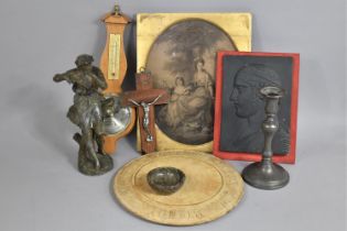 A Collection of Various Items to include Spelter Figure of Classical Figure resting on Branch,