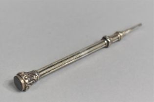 A White Metal Propelling Pencil with Blood Stone Finial