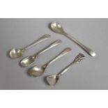 Five Various Silver Condiment Spoons, all with Hallmarks