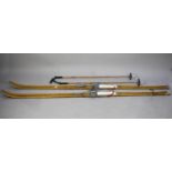 A Pair of Mid 20th Century Swedish Splitkein Souveran Laminated Hickory Cross Country Skis with