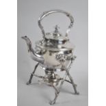 An Edwardian Silver Plated Spirit Kettle with Burner, 30cms High
