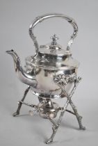 An Edwardian Silver Plated Spirit Kettle with Burner, 30cms High