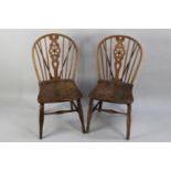 A Pair of Elm Seated Wheel and Spindle Back Side Chairs