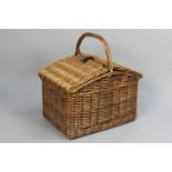 A Wicker Picnic Basket with Twin Hinged Lids, Complete with Contents, 48cms Wide