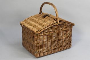 A Wicker Picnic Basket with Twin Hinged Lids, Complete with Contents, 48cms Wide