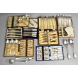 A Collection of Various Cased and Losse Silver Plated Cutlery to comprise Serving Spoons Etc