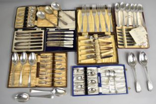 A Collection of Various Cased and Losse Silver Plated Cutlery to comprise Serving Spoons Etc