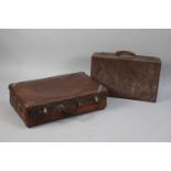 Two Vintage Leather Suitcases, the Largest 72cm wide