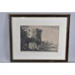 A Framed Engraving of the Old Welsh Bridge, Shrewsbury, by E Owen 1821, 38x27cm