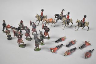 A Collection of Playworn Painted Metal Britains Soldier Figures