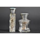 Two Glass and Silver Topped Dressing Table Scent Bottles, both with Birmingham Hallmarks for 1918