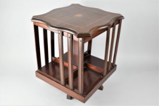 An Edwardian Mahogany Table Top Revolving Bookcase with Serpentine Shaped Top, 36cms Square and