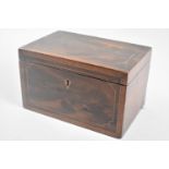 A Mid 19th Century Mahogany Two Division Rectangular Tea Caddy with Inlaid Hinged Lid, 19cms by