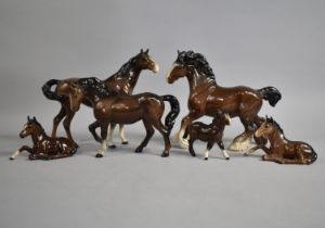 A Collection of Five Beswick Horse and Foal Figures together with a Royal Doulton Example (