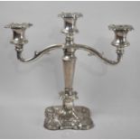 A Silver Plated Three Branch Candelabra, 25cms High