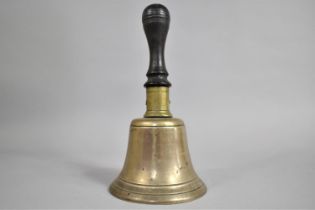 A Vintage Hand Bell with Turned Wooden Handle, 25.5cms High