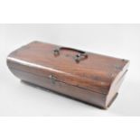 A 19th Century Mahogany Coffin Shaped Trinket Box with Metal Mounts and Ring Carrying Handle,