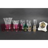 A Collection of Various Glass to comprise Two Brierley Goblets, One Commemorating Shakespeare,