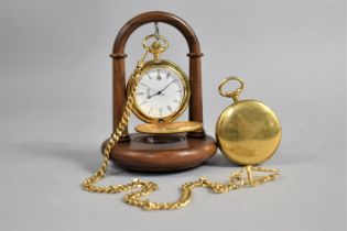 A Gold Plated Rotary Pocket Watch, the White Enamel Dial with Roman Numerals and Date Aperture