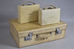 Three Vintage Cases, Monogrammed AMM, One with Fitted Interior amd Contents