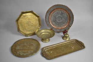 A Collection of Various Indian Brasswares to Include Dishes, Bell, Bowl and Tray