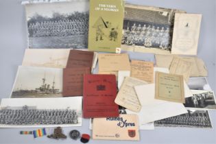 A Collection of Military Printed Ephemera together with a Silver Wound Badge, Royal Artillery Cap