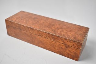 A Vintage Burr Wood Veneered Three Division Cigarette Box, 29cms Long