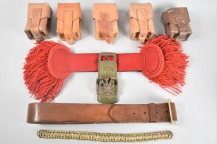 A Collection of Militaria to include Five Leather Ammunition Pouches, Leather Belt, Pair of