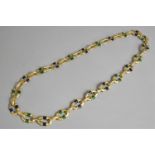 A 1960/70's Kenneth Jay Lane Gilt Metal Chain Necklace with Blue and Green Enamel Decoration