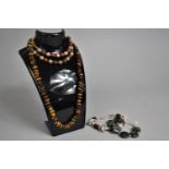 Two Beaded Necklaces to Comprise Tigers Eye and Mixed Hardstone Together with Two Bracelets