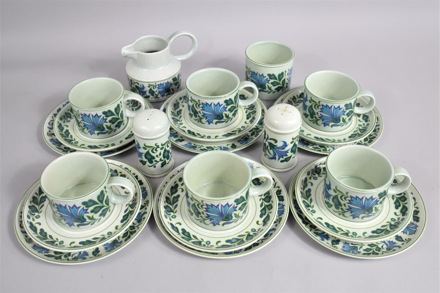 A Midwinter Stonehenge Pattern Service to comprise Six Cups, Saucers and Side Plates, Milk Jug,
