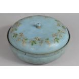A Thetford Kelpware Papier Mache Circular Box and Cover decorated with Floral and Foliate Sprays,