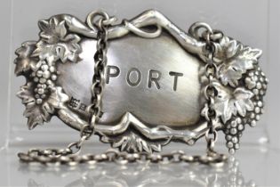 A Silver Decanter Label for Port by C.S.G&Co., Birmingham 1963