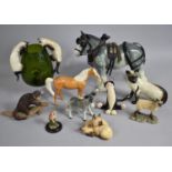 A Collection of Various Ceramic and Resin Animal Ornaments to include Large Heavy Horse, Beswick