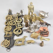 A Collection of Various Brass and Other Metal Animal, Figural Ornaments, Horse Brasses etc