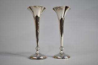 A Pair of Silver Bud Vases, Birmingham Hallmark, Weighted Bases, 13.5cm high