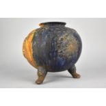 A Reproduction Chinese Sancai Glazed Pot of Globular Form Raised on Tripod Support, 16cm high