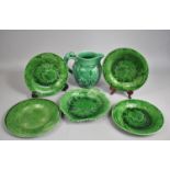 A Collection of Various Majolica Green Glazed Leafware China to comprise Plates and a Wedgwood