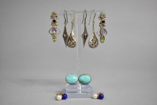 Six Pairs of Silver Mounted Earrings, some with Jewels