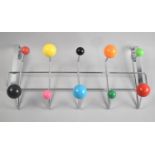 A Modern Vintage Style Chrome Door Hanging Coat Rack with Various Coloured Ball Hooks, 44cms Wide
