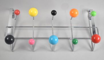 A Modern Vintage Style Chrome Door Hanging Coat Rack with Various Coloured Ball Hooks, 44cms Wide