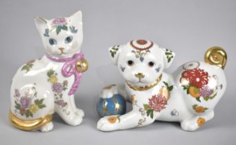 A Hand Painted Franklin Mint Porcelain Puppy, 'The Imperial Puppy of Satsuma', Together with a